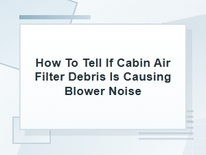 How to Tell If Cabin Air Filter Debris Causes Blower Noise