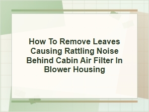 How to Remove Leaves Behind a Rattling Cabin Air Filter