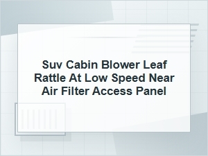 Suv Cabin Blower Leaf Rattle Near Air Filter Panel